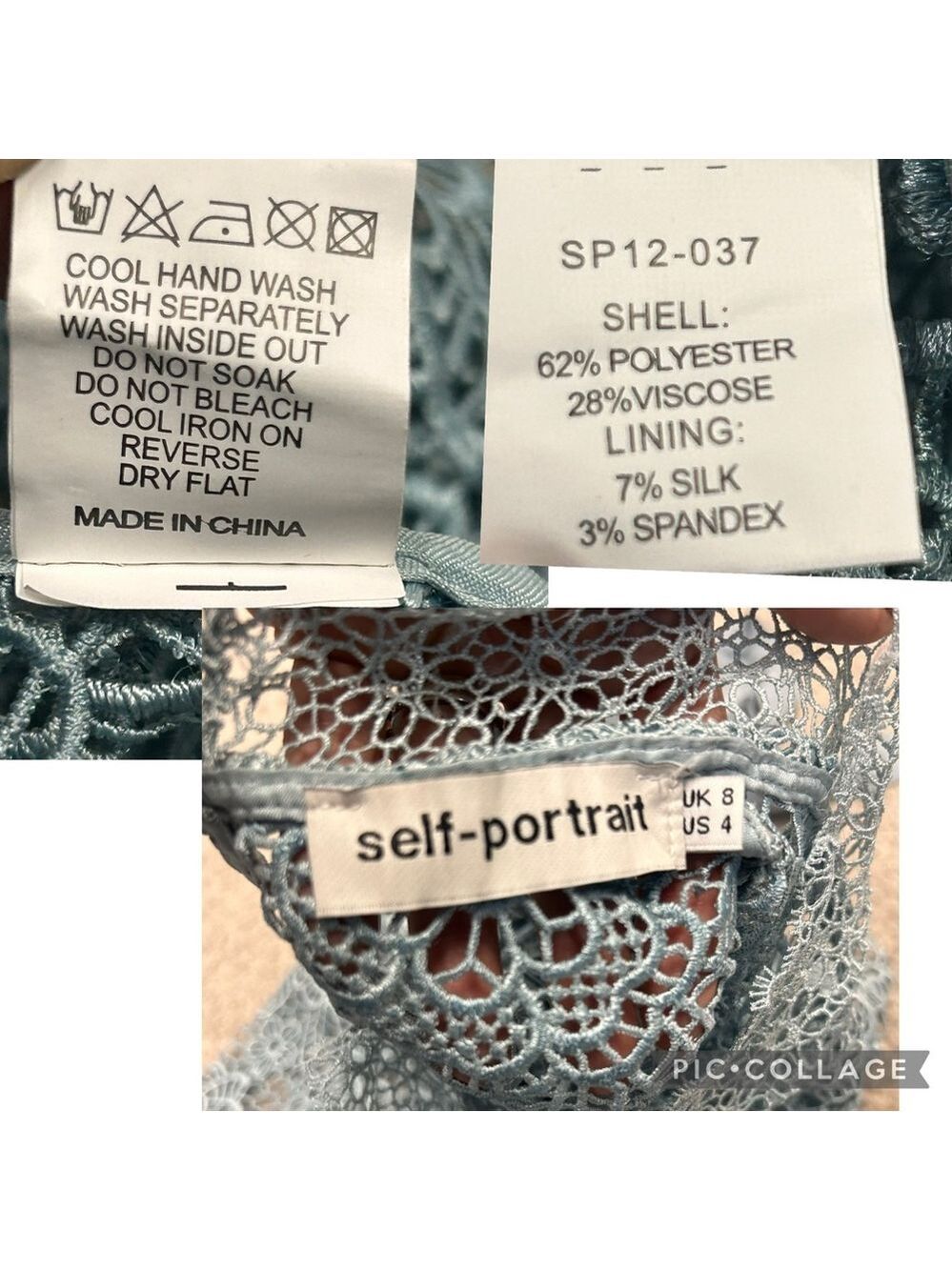 SELF PORTRAIT PEEP BACK FLORAL LACE MINI DRESS LIGHT BLUE 4 - Picture 14 of 15